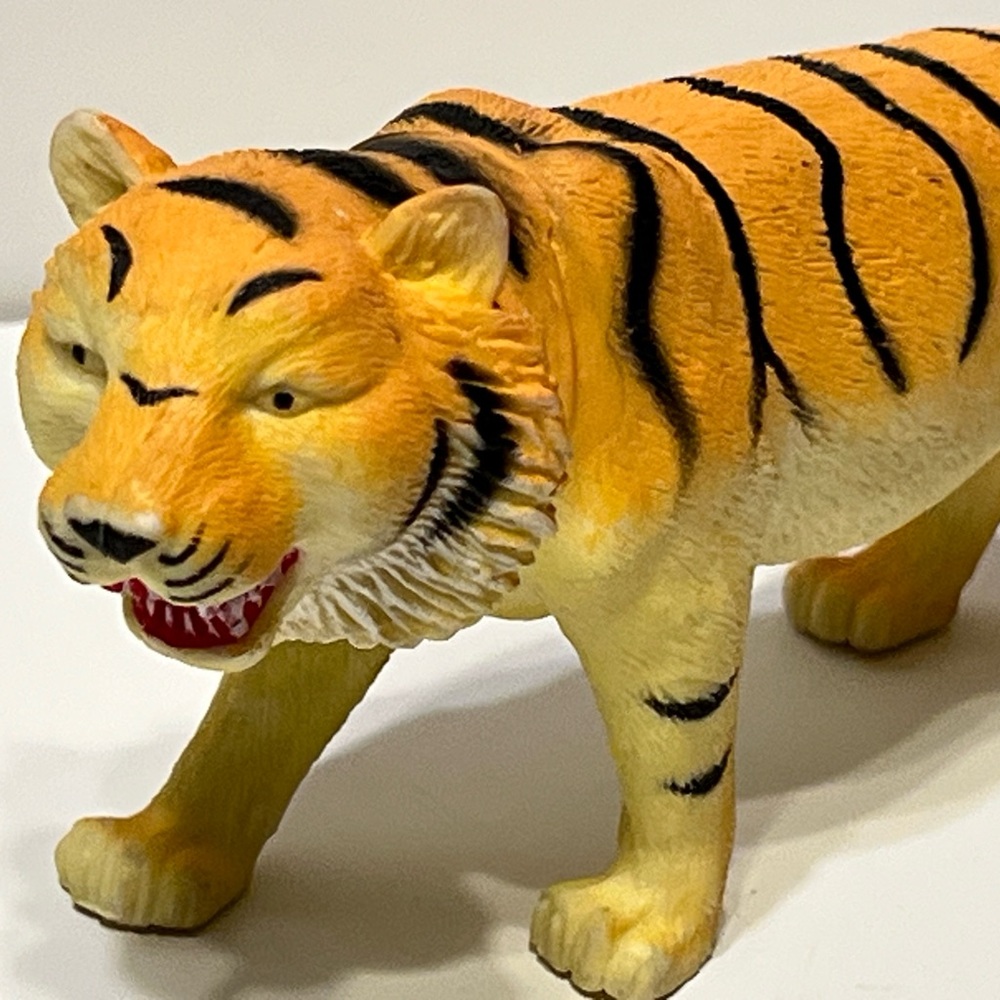 Vintage Realistic Tiger Safari Animal Figure - Yellow and Black